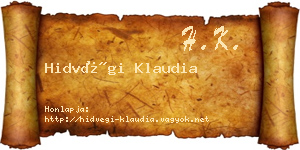 Hidvégi Klaudia névjegykártya